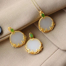 Load image into Gallery viewer, Silver Inlaid Natural Fine Jade Round Pendant Necklace Vintage Retro Style Women&#39;s Brand Jewelry
