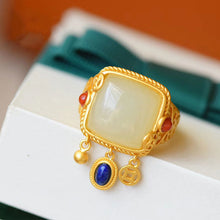 Load image into Gallery viewer, Silver Inlaid Natural Fine Jade Retro Niche Ethnic Style Opening Adjustable Women&#39;s Ring
