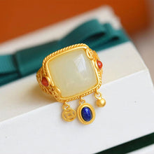 Load image into Gallery viewer, Silver Inlaid Natural Fine Jade Retro Niche Ethnic Style Opening Adjustable Women&#39;s Ring
