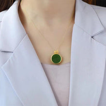 Load image into Gallery viewer, Lokaloca Natural Round Green Jade Pendant Necklace
