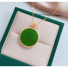 Load image into Gallery viewer, Lokaloca Natural Round Green Jade Pendant Necklace
