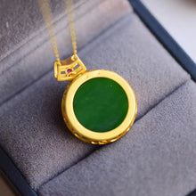 Load image into Gallery viewer, Lokaloca Natural Round Green Jade Pendant Necklace
