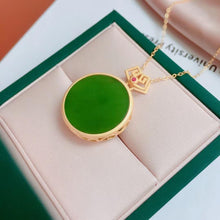 Load image into Gallery viewer, Lokaloca Natural Round Green Jade Pendant Necklace
