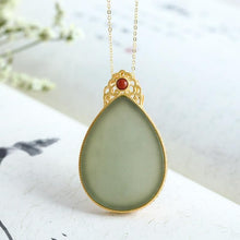 Load image into Gallery viewer, Silver Inlaid Natural Fine Jade Drop-shaped Pendant Necklace Craft Luxury Charm Women Brand Jewelry
