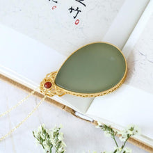 Load image into Gallery viewer, Silver Inlaid Natural Fine Jade Drop-shaped Pendant Necklace Craft Luxury Charm Women Brand Jewelry
