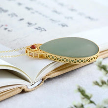 Load image into Gallery viewer, Silver Inlaid Natural Fine Jade Drop-shaped Pendant Necklace Craft Luxury Charm Women Brand Jewelry
