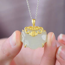 Load image into Gallery viewer, Silver Inlay Natural Fine White Jade Chalcedony Lucky Pendant Necklace Niche Design Craftsmanship Lady Brand Jewelry
