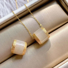 Load image into Gallery viewer, Lokaloca Silver Natural Fine Jade Cylindrical Pendant Necklace
