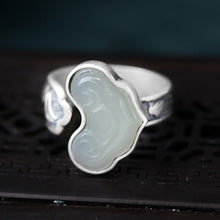 Load image into Gallery viewer, Silver Original Jewelry Handmade Auspicious Heart Shaped Cloud Men&#39;s Opening Adjustable Ring
