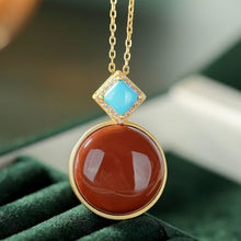 Load image into Gallery viewer, Silver Inlaid Natural Southern Red Agate Pendant Necklace Vintage Retro Charm Women&#39;s Brand Jewelry
