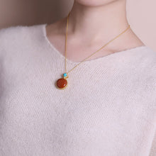 Load image into Gallery viewer, Silver Inlaid Natural Southern Red Agate Pendant Necklace Vintage Retro Charm Women&#39;s Brand Jewelry
