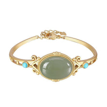 Load image into Gallery viewer, Silver Inlaid Fine Jade Bracelet Vintage Style Retro Classic Court Style Charming Women Adjustable Brand Jewelry
