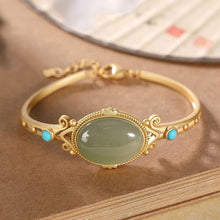 Load image into Gallery viewer, Silver Inlaid Fine Jade Bracelet Vintage Style Retro Classic Court Style Charming Women Adjustable Brand Jewelry
