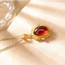 Load image into Gallery viewer, Silver Inlaid Natural Garnet Elegant Pendant Necklace Vintage Style Retro Gold Gilded Luxury Women&#39;s Brand Jewelry
