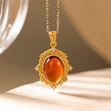 Load image into Gallery viewer, Silver Inlaid Natural Garnet Elegant Pendant Necklace Vintage Style Retro Gold Gilded Luxury Women&#39;s Brand Jewelry
