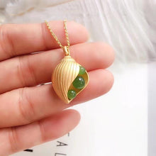 Load image into Gallery viewer, Silver Inlaid Natural Fine Jade Conch Pendant Necklace Vintage Style Retro Charm Design Women&#39;s Jewelry
