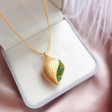 Load image into Gallery viewer, Silver Inlaid Natural Fine Jade Conch Pendant Necklace Vintage Style Retro Charm Design Women&#39;s Jewelry
