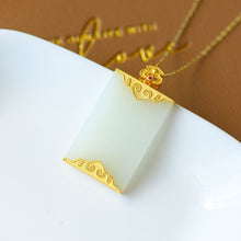 Load image into Gallery viewer, Silver Inlaid Natural Fine White Jade Pendant Necklace Geometric Niche Craftsmanship Charm Unique Women&#39;s Brand Jewelry
