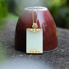 Load image into Gallery viewer, Silver Inlaid Natural Fine White Jade Pendant Necklace Geometric Niche Craftsmanship Charm Unique Women&#39;s Brand Jewelry
