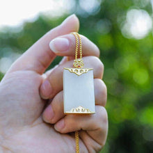 Load image into Gallery viewer, Silver Inlaid Natural Fine White Jade Pendant Necklace Geometric Niche Craftsmanship Charm Unique Women&#39;s Brand Jewelry
