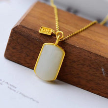 Load image into Gallery viewer, Silver Inlaid Natural Fine White Jade Square Pendant Necklace Vintage Retro Luxury Women&#39;s Brand Jewelry
