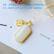 Load image into Gallery viewer, Silver Inlaid Natural Fine White Jade Square Pendant Necklace Vintage Retro Luxury Women&#39;s Brand Jewelry
