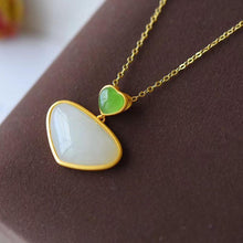 Load image into Gallery viewer, Lokaloca Silver Inlaid Natural White Jade Love Pendant Necklace
