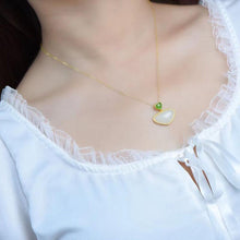 Load image into Gallery viewer, Lokaloca Silver Inlaid Natural White Jade Love Pendant Necklace
