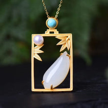 Load image into Gallery viewer, Silver Inlaid Natural Fine White Jade Leaf Pendant Necklace Vintage Style Retro Elegant Women&#39;s Brand Jewelry
