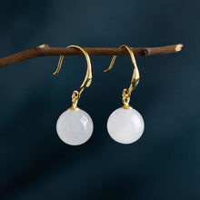 Load image into Gallery viewer, Silver Inlaid Natural Fine White Jade Earrings Vintage Style Retro Design Luxury Charm Women&#39;s Brand Jewelry
