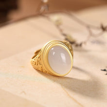 Load image into Gallery viewer, Lokaloca Natural Fine White Jade Opening Adjustable Ring
