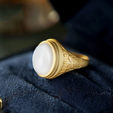 Load image into Gallery viewer, Lokaloca Natural Fine White Jade Opening Adjustable Ring
