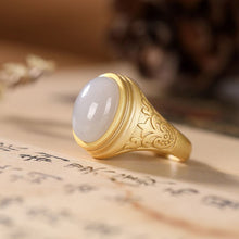 Load image into Gallery viewer, Lokaloca Natural Fine White Jade Opening Adjustable Ring
