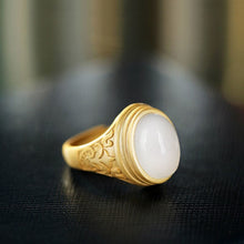 Load image into Gallery viewer, Lokaloca Natural Fine White Jade Opening Adjustable Ring
