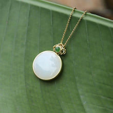 Load image into Gallery viewer, Silver Inlaid Natural Fine White Jade Pendant Necklace Vintage Style Retro Design Luxury Charm Women&#39;s Jewelry
