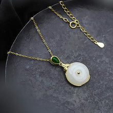 Load image into Gallery viewer, Silver Inlaid Natural Fine White Jade Pendant Necklace Vintage Retro Design Luxury Charm Women&#39;s Jewelry
