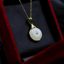 Load image into Gallery viewer, Silver Inlaid Natural Fine White Jade Pendant Necklace Vintage Retro Design Luxury Charm Women&#39;s Jewelry
