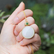 Load image into Gallery viewer, Silver Inlaid Natural Fine White Jade Pendant Necklace Vintage Style Retro Design Luxury Charm Women&#39;s Jewelry
