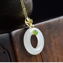 Load image into Gallery viewer, Silver Inlaid Natural Fine White Jade Pendant Necklace with Unique Vintage Charm Craft Women&#39;s Brand Jewelry
