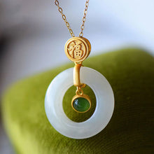 Load image into Gallery viewer, Silver Inlaid Natural Fine White Jade Pendant Necklace Vintage Retro Unique Ancient Golden Craft Charm Jewelry
