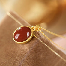 Load image into Gallery viewer, Silver Inlaid Natural Southern Red Agate Pendant Necklace Vintage Style Retro Craft Luxury Charm Women&#39;s Jewelry
