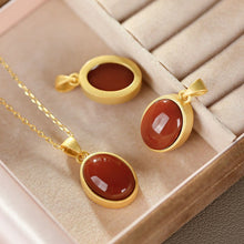 Load image into Gallery viewer, Silver Inlaid Natural Southern Red Agate Pendant Necklace Vintage Style Retro Craft Luxury Charm Women&#39;s Jewelry
