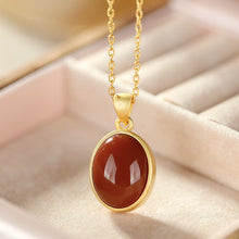 Load image into Gallery viewer, Silver Inlaid Natural Southern Red Agate Pendant Necklace Vintage Style Retro Craft Luxury Charm Women&#39;s Jewelry
