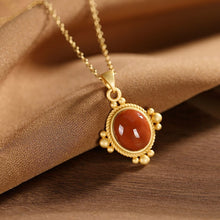 Load image into Gallery viewer, Silver Inlaid Natural Southern Red Agate Pendant Necklace Vintage Retro Elegant Charm Women&#39;s Brand Jewelry
