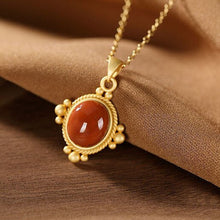 Load image into Gallery viewer, Silver Inlaid Natural Southern Red Agate Pendant Necklace Vintage Retro Elegant Charm Women&#39;s Brand Jewelry
