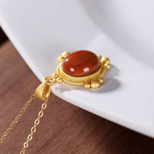 Load image into Gallery viewer, Silver Inlaid Natural Southern Red Agate Pendant Necklace Vintage Retro Elegant Charm Women&#39;s Brand Jewelry
