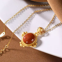 Load image into Gallery viewer, Silver Inlaid Natural Southern Red Agate Pendant Necklace Vintage Retro Elegant Charm Women&#39;s Brand Jewelry
