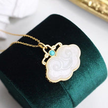 Load image into Gallery viewer, Silver Inlaid Natural White Jade Pendant Necklace Vintage Style Retro Elegant Charm Women&#39;s Brand Jewelry
