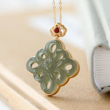 Load image into Gallery viewer, Silver Natural Fine Jade Vintage Knot Cloud Charm Pendant Necklace
