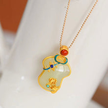 Load image into Gallery viewer, Silver Natural Fine Jade Cheongsam Pendant Necklace
